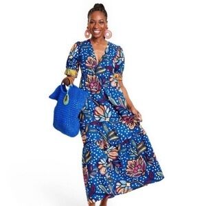 Tabitha Vibrant Floral Blue Maxi Dress